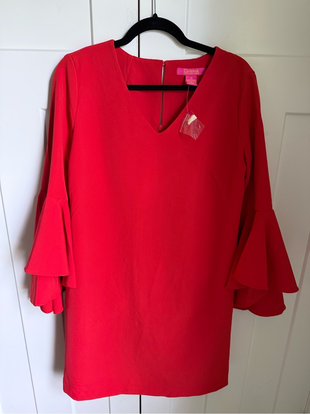 NWOT Catherine Malandrino Red V-Neck Ruffle Sleeve Dress size 6